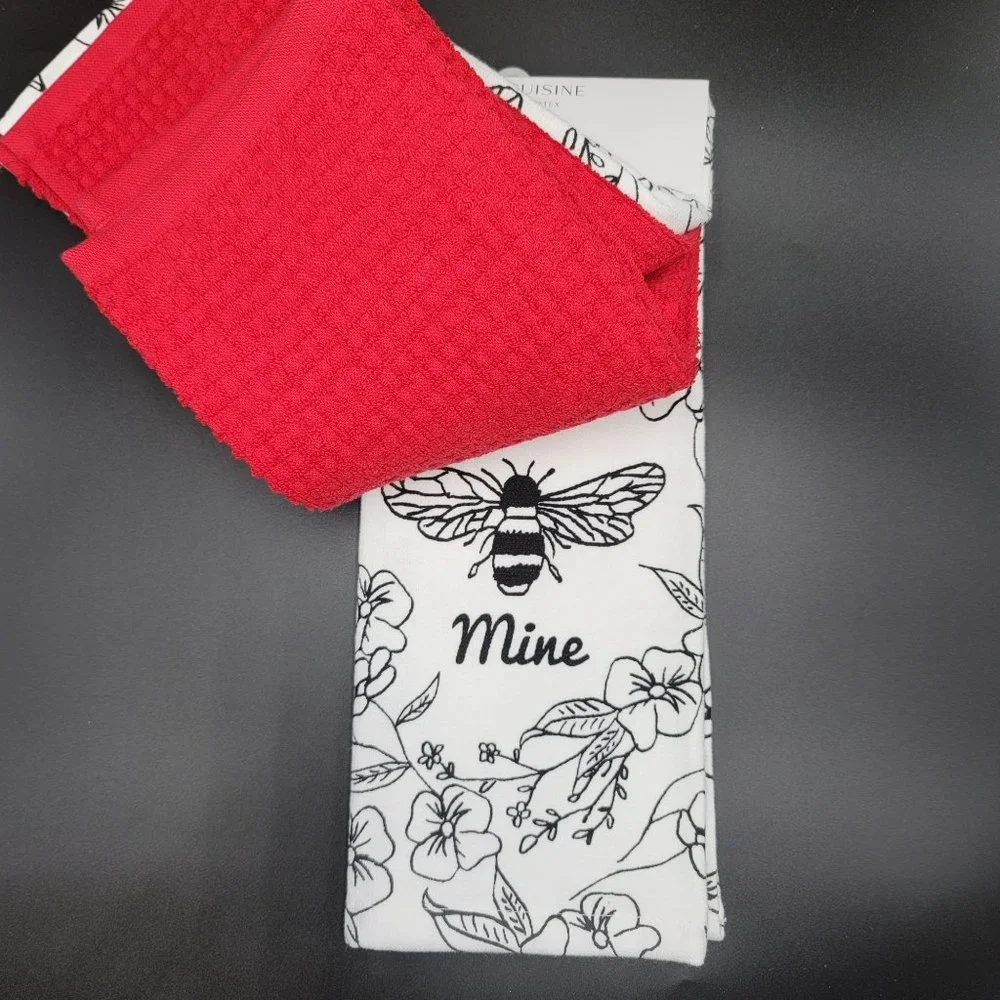 Spring Kitchen Set 4 Pc Bee Mine Towels 16 x 26 Seasonal Decorative Linens